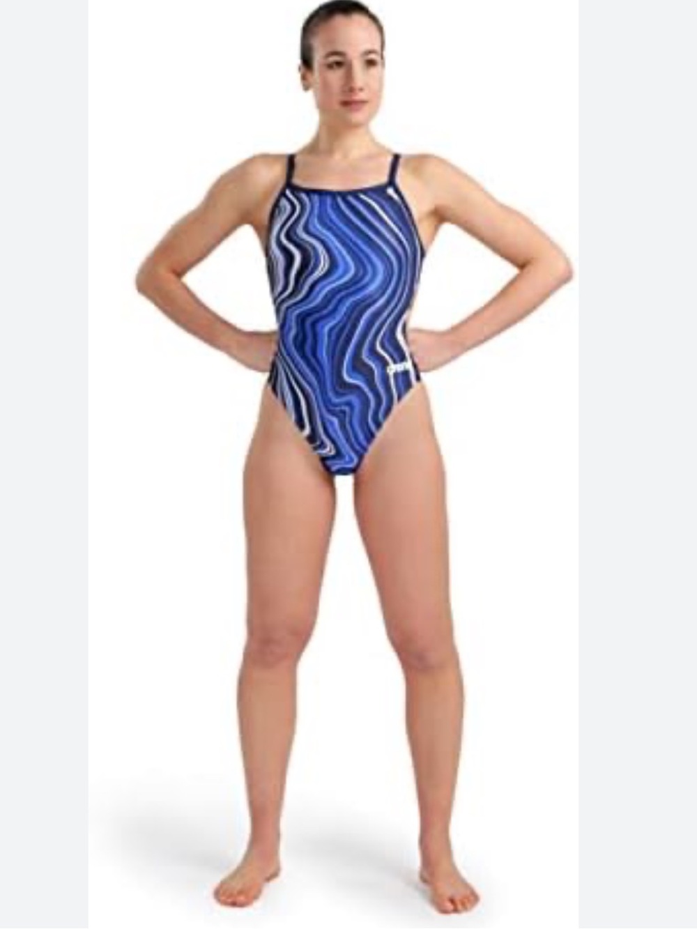 Arena Performance Marbled challenge back swimsuit in navy size 28